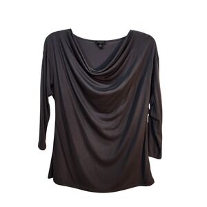 Ann Taylor Factory Cowl Neck 3/4 Sleeve Blouse‎ Gray Size S